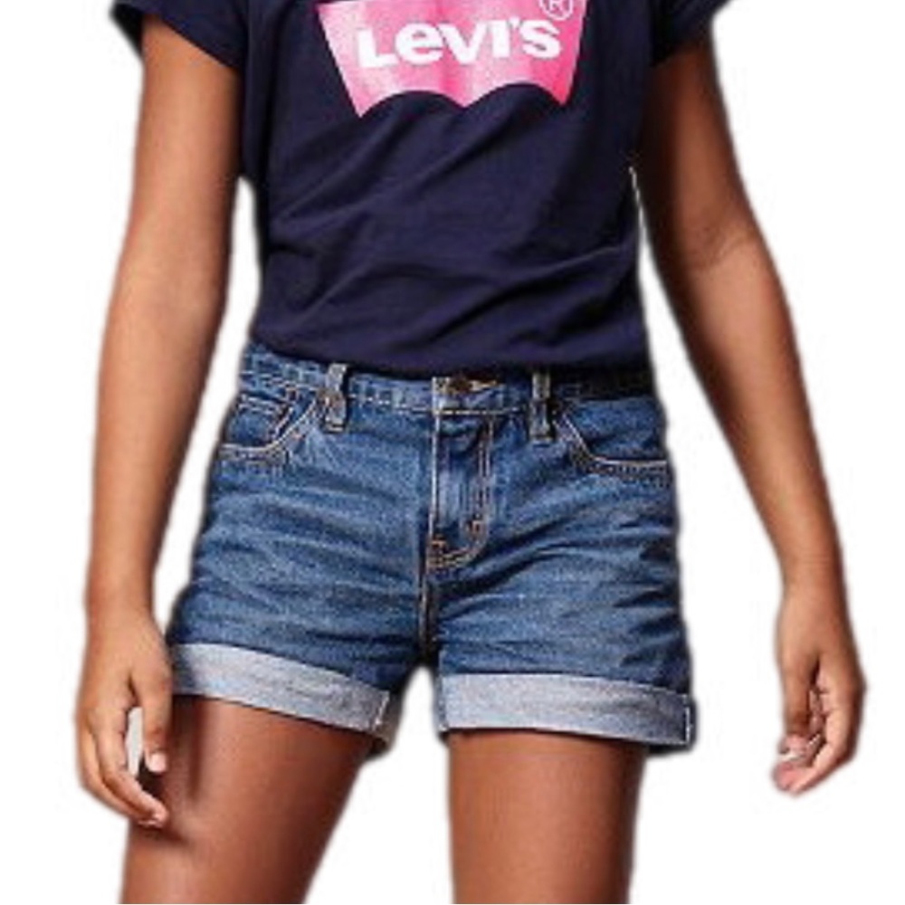 Levi’s Girlfriend Denim Shorts Girls Size 8 NWT Rolled Cuff Blue Mid Rise